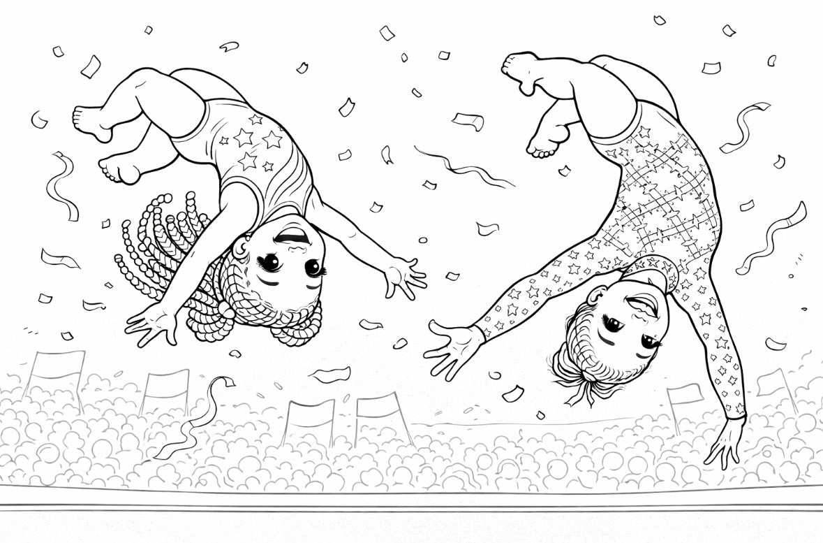 Gymnast girl coloring book