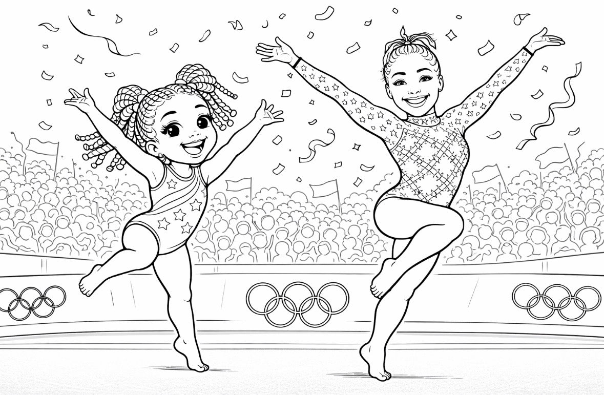 Gymnast girl coloring book